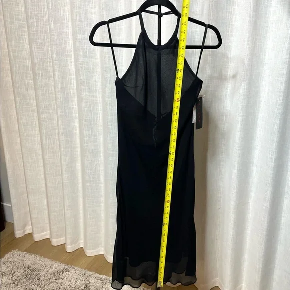 Ralph Lauren Black Sheer Halter Midi Formal Cocktail Dress - Medium - Picture 7 of 13